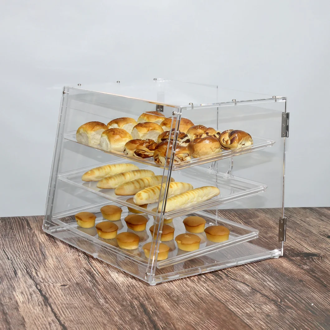 Transparent Three-Layer Dustproof Acrylic Bread Display Cabinet Baking Rack