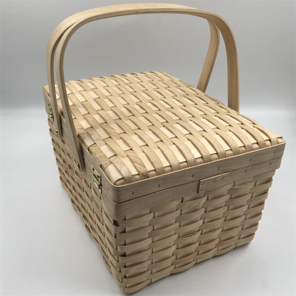 2023 Bread Fruits Basket Kitchen Storage Wood Camping Picnic Basket