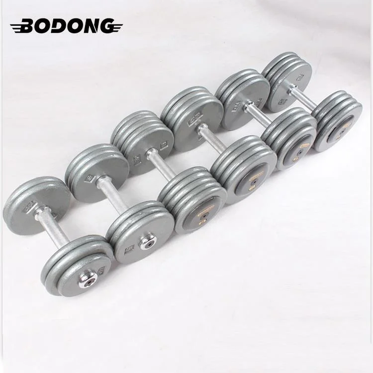 Hot Sale Dumbbell Set Cheapest Price Cast Iron Dumbbell Manufacture Custom Gym Fitness Dumbbell Weightlifting Power Training Baking Round Head Fixed Dumbbell