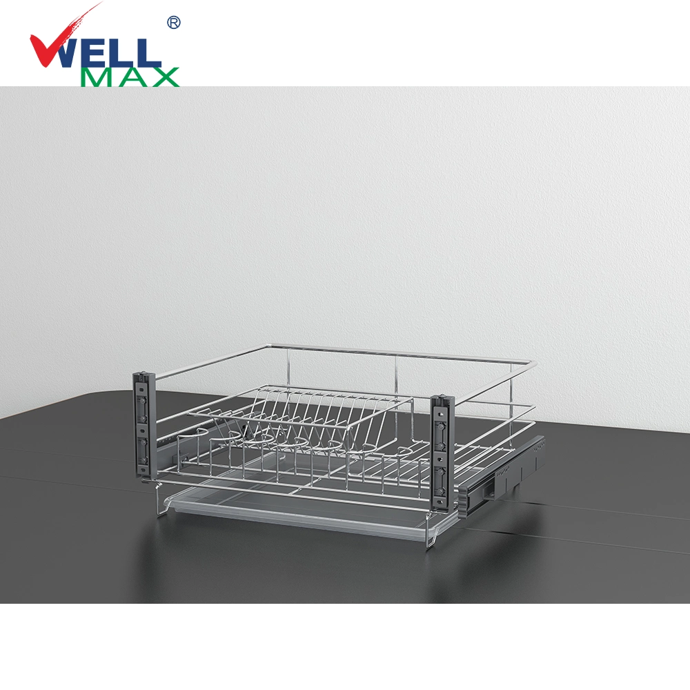 Wellmax Cabinet with Chrome Wire Kitchenware Organizer Storage Kitchen Dish Rack Drawer Basket