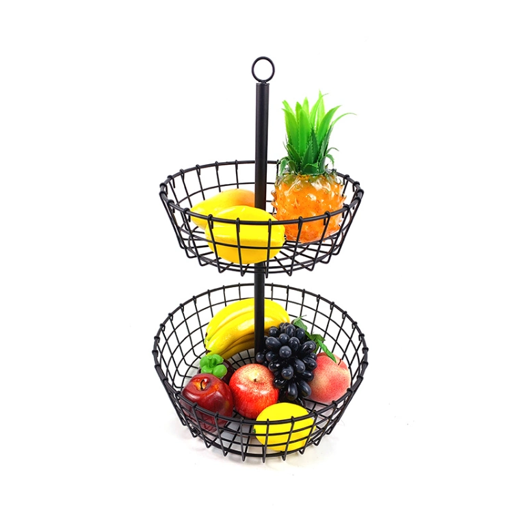 Detachable Kitchen Rack Storage Organizer 2 Tier Metal Wire Fruit Basket