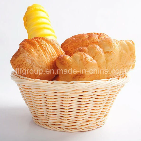 Eco-Friendly White Rectangle Willow Bread Basket with Wooden Handle