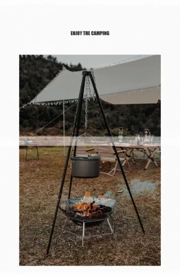 Estufa de leña plegable portátil de acero inoxidable para acampar al aire libre, mesa de fuego, parrilla, horno pequeño, lavabo para hoguera