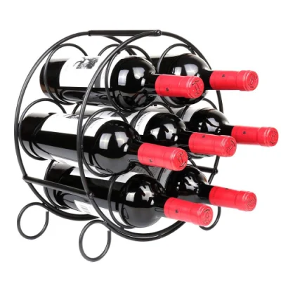 Estante de almacenamiento de vino: estantes de vino con capacidad para 7 botellas, perfecto para bar, cocina, encimera, mesa, armario, despensa, etc. (negro