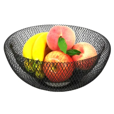 Encimera Malla Frutero Cesta Soporte para vegetales Decoración para el hogar Cesta de almacenamiento de metal de acero Cestas de frutas de alambre redondo para cocina