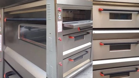 Equipo de panadería Horno de pizza de gas de 2 pisos y 4 bandejas Máquina para hornear Maquinaria de alimentos Equipo de cocina de panadería de alimentos